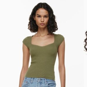 NWOT Wilfred Tuscany Olive Green Cap Sleeve Top